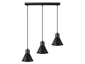 Miniaturka 3 - Lampa LED z trzema czarnymi kloszami w stylu loftowym