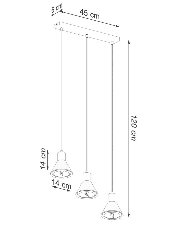 THOR 3 Lampa Wisząca z Trzema Kloszami