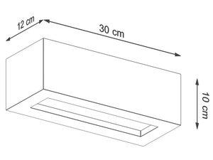 Miniaturka 6 - Techniczny rysunek kinkietu z betonu o długości 30 cm