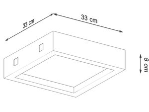 Miniaturka 6 - Rysunek techniczny lampy sufitowej LED 33 × 33 cm