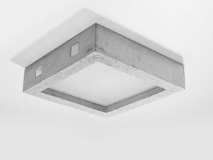 Miniaturka 1 - Biało-betonowa lampa sufitowa LED z geometryczną formą