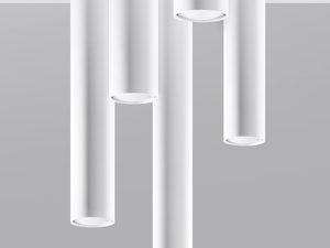 Miniaturka 4 - Designerska biała kompozycja z tub LED do wnętrz skandynawskich