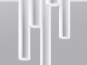 Miniaturka 11 - Wiszące białe tuby LED w nowoczesnej aranżacji salonu