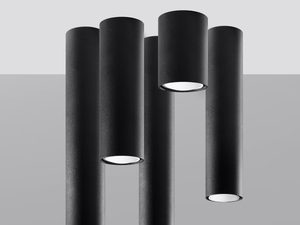 Miniaturka 11 - Designerskie czarne tuby LED w układzie pięciopunktowym