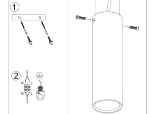 Miniaturka 13 - Rysunek montażowy wiszącej tuby LED z cylindryczną oprawą