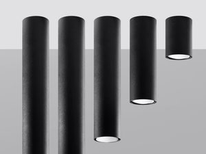 Miniaturka 11 - Czarna tuba LED wisząca z jasnym światłem, styl loftowy