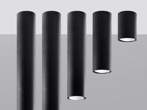 Miniaturka 3 - Czarne tuby LED wiszące w aranżacji salonu, styl industrialny