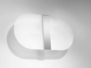 Miniaturka 1 - Oprawa owalna ścienna z mlecznym wykończeniem i metalowym paskiem