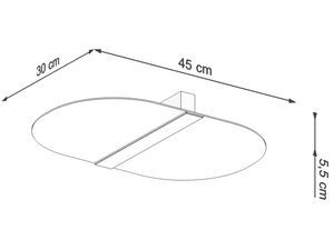 Miniaturka 6 - Szkic owalnej lampy sufitowej o długości 45 cm
