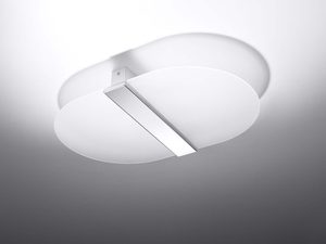 Miniaturka 1 - Okrągła biała lampa z centralną srebrną wstawką