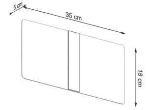 Miniaturka 6 - Rysunek techniczny prostokątnego kinkietu o szerokości 35 cm