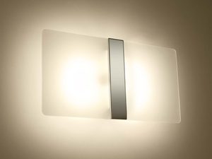 Miniaturka 2 - Biały kinkiet LED ze szklanym panelem i metalową listwą