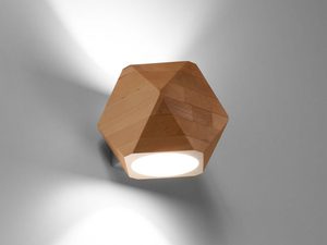 Miniaturka 2 - Drewniana lampa LED o kryształowej formie na białej ścianie