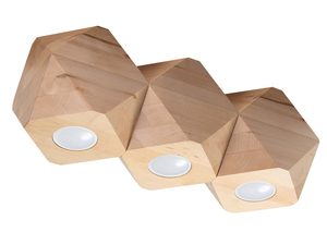 Miniaturka 1 - Designerska lampa z trzech drewnianych opraw sufitowych