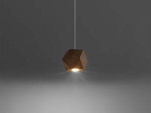 Miniaturka 2 - Drewniana lampa wisząca z pojedynczym światłem LED na tle grafitowym