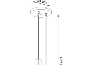 Miniaturka 6 - Rysunek techniczny lampy wiszącej z trzema pionowymi tubami