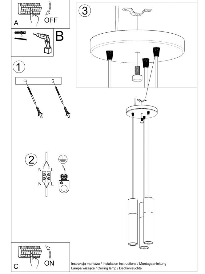 Trójpunktowa Lampa Wisząca PONDERA 3P