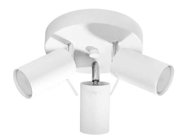 Nowoczesna biała lampa sufitowa LED z trzema reflektorami