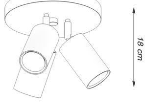 Miniaturka 6 - Techniczny rysunek plafonu LED z trzema ruchomymi reflektorami