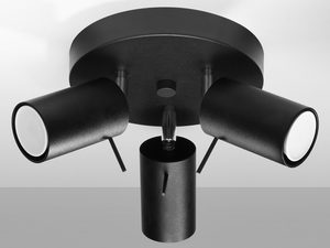 Miniaturka 4 - Designerska lampa sufitowa czarna z trzema punktami LED