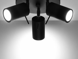 Miniaturka 5 - Czarny plafon LED z trzema reflektorami, styl industrialny