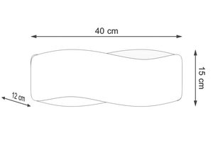 Miniaturka 5 - Techniczny schemat falistego kinkietu LED, długość 40 cm