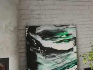 Miniaturka 3 - Żyrandol w stylu industrialnym w salonie z betonową ścianą