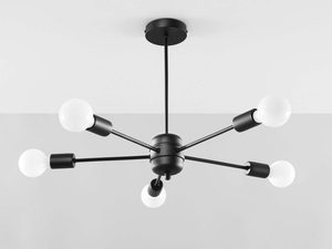 Miniaturka 1 - Designerski żyrandol w czerni z białymi oprawami