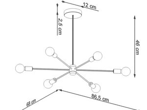 Miniaturka 6 - Techniczny rysunek żyrandola LED o średnicy 86,5 cm