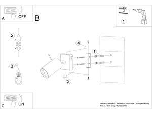 Miniaturka 7 - Rysunek montażu kinkietu LED z oprawką GU10