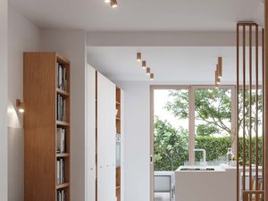 Miniaturka 4 - Drewniana oprawa LED zamontowana w korytarzu