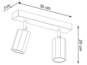 Miniaturka 5 - Wymiary techniczne drewnianej listwy LED – 30 cm