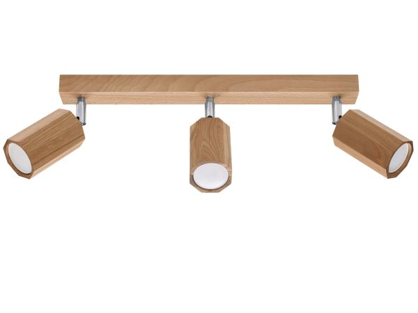 Drewniana szyna oświetleniowa z reflektorami – widok z boku
