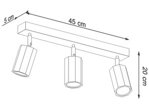 Miniaturka 3 - Wymiary 3-punktowej lampy wiszącej