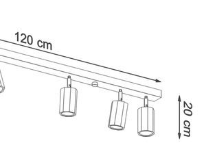 Miniaturka 6 - Techniczny rysunek szyny LED z sześcioma punktami świetlnymi