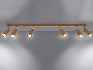 Miniaturka 3 - Szyna LED z czterema regulowanymi reflektorami w kolorze drewna