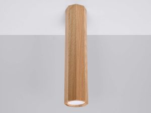 Miniaturka 1 - Długi kinkiet sufitowy w formie pionowej tuby z drewna