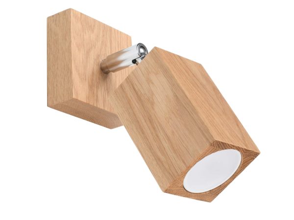 Drewniany kinkiet LED z obrotowym źródłem światła