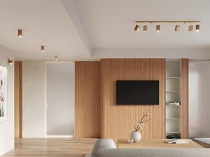 Miniaturka 4 - Wnętrze salonu z szyną LED w stylu skandynawskim