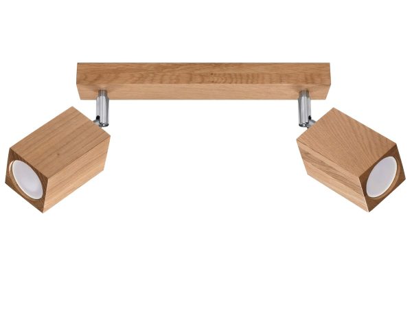 Minimalistyczna szyna LED w jasnym drewnie z dwoma reflektorami