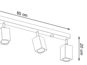 Miniaturka 6 - Rysunek techniczny lampy szynowej LED – długość 80 cm