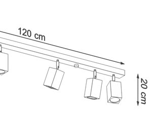 Miniaturka 6 - Rysunek techniczny listwy LED o długości 120 cm