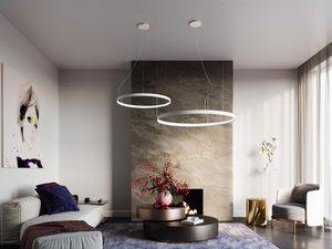 Miniaturka 20 - Designerska lampa LED z podwójnym pierścieniem do salonu