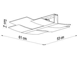 Miniaturka 5 - Rysunek techniczny plafonu LED o wymiarach 61 × 53 cm