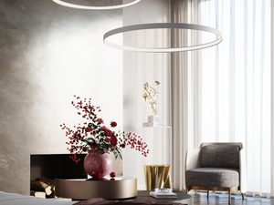 Miniaturka 22 - Designerska lampa LED nad nowoczesnym kominkiem