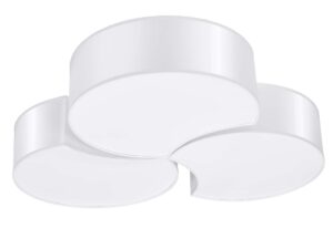 Miniaturka 8 - Trzyelementowa biała lampa sufitowa LED o zaokrąglonej formie