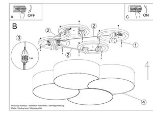 Miniaturka 7 - Designerska lampa sufitowa z czterema białymi okręgami LED