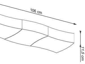 Miniaturka 6 - Szkic wymiarowy łukowatej lampy sufitowej LED – długość 106 cm