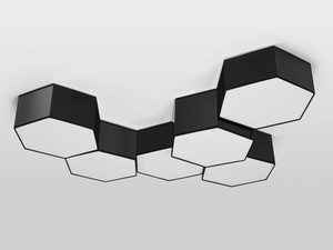 Miniaturka 10 - Czarny sześciokątny plafon LED z pionowym podświetleniem