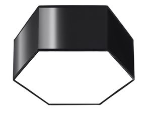 Miniaturka 6 - Nowoczesny plafon LED czarny sześciokątny z wyraźnym światłem